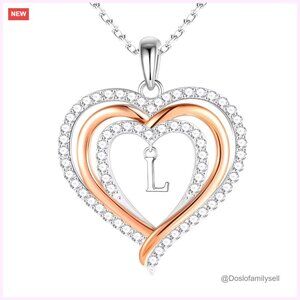 Sterling Silver Initial Heart Necklace Elegant Minimal Chic Gift for Her